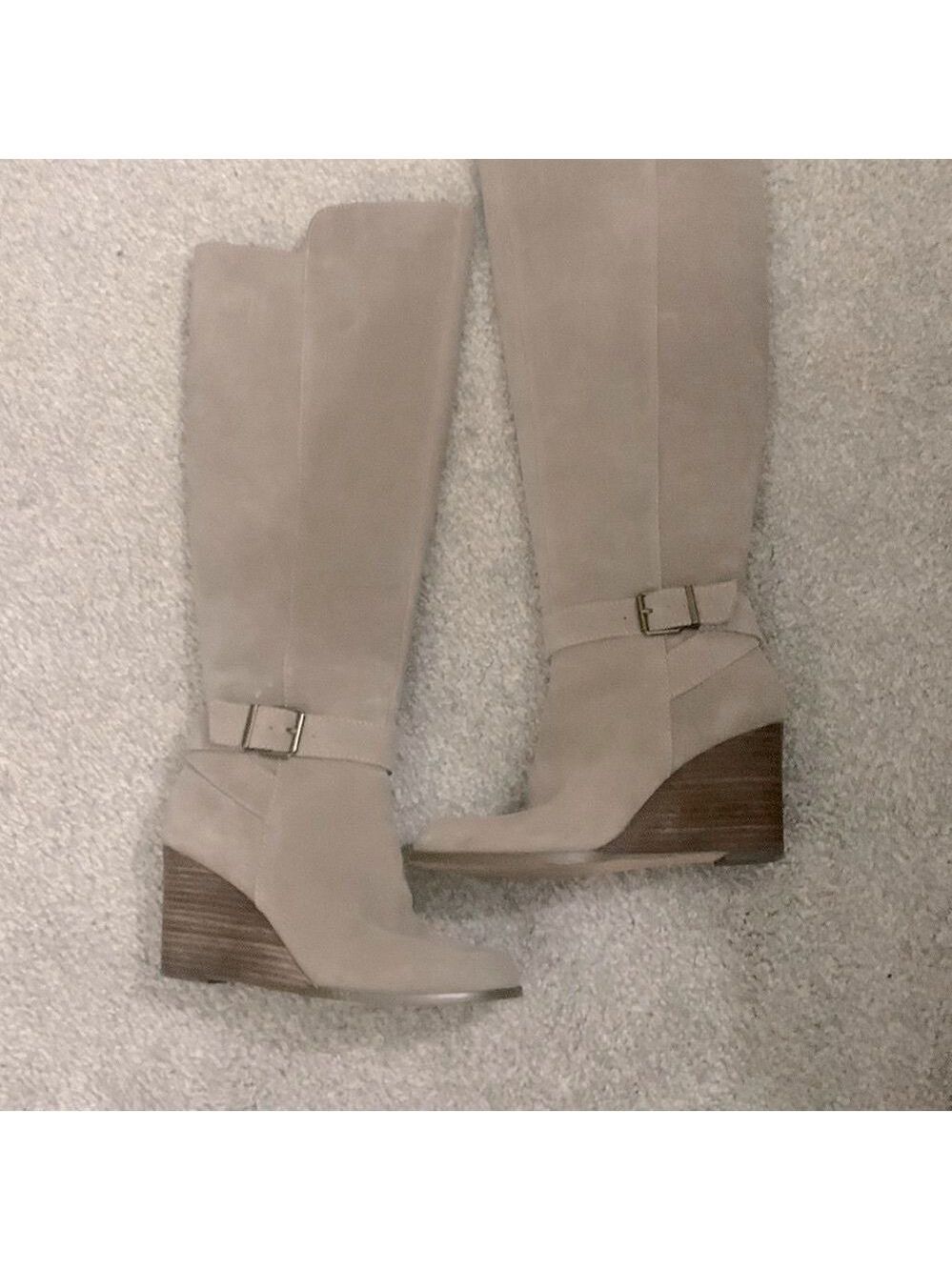 TAUPE knee high wedge boots - excellent condition